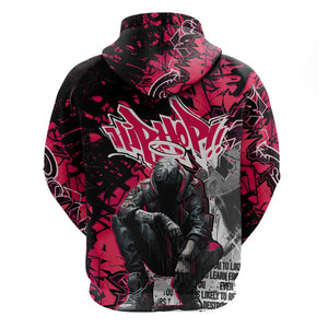 Hip Hop Graffiti Design Hoodie Sitting Hooded Figure and Red Black Street - African Pride