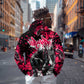 Hip Hop Graffiti Design Hoodie Sitting Hooded Figure and Red Black Street - African Pride