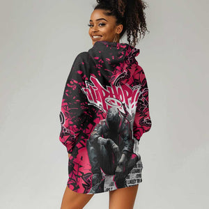 Hip Hop Graffiti Design Hoodie Dress Sitting Hooded Figure and Red Black Street - African Pride
