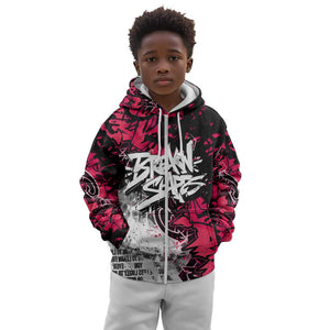 Hip Hop Graffiti Design Kid Hoodie Sitting Hooded Figure and Red Black Street - African Pride