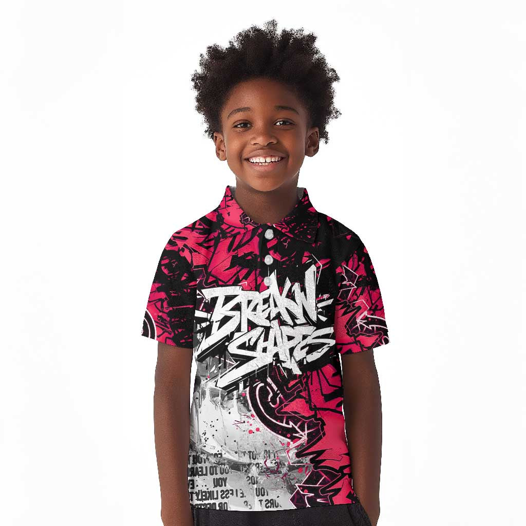 Hip Hop Graffiti Design Kid Polo Shirt Sitting Hooded Figure and Red Black Street - African Pride