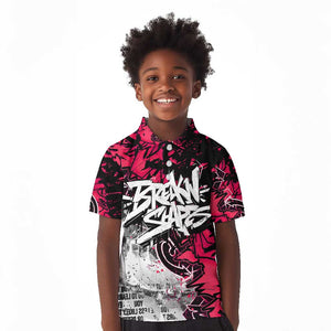 Hip Hop Graffiti Design Kid Polo Shirt Sitting Hooded Figure and Red Black Street - African Pride