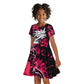Hip Hop Graffiti Design Kid Short Sleeve Dress Sitting Hooded Figure and Red Black Street - African Pride