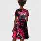Hip Hop Graffiti Design Kid Short Sleeve Dress Sitting Hooded Figure and Red Black Street - African Pride