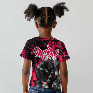 Hip Hop Graffiti Design Kid T shirt Sitting Hooded Figure and Red Black Street - African Pride