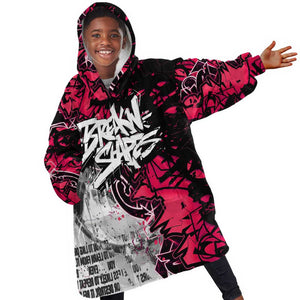 Hip Hop Graffiti Design Kid Wearable Blanket Hoodie Sitting Hooded Figure and Red Black Street - African Pride