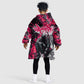 Hip Hop Graffiti Design Kid Wearable Blanket Hoodie Sitting Hooded Figure and Red Black Street - African Pride