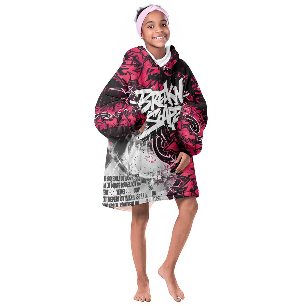 Hip Hop Graffiti Design Kid Wearable Blanket Hoodie Sitting Hooded Figure and Red Black Street - African Pride