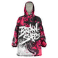Hip Hop Graffiti Design Kid Wearable Blanket Hoodie Sitting Hooded Figure and Red Black Street - African Pride