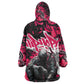 Hip Hop Graffiti Design Kid Wearable Blanket Hoodie Sitting Hooded Figure and Red Black Street - African Pride