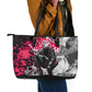 Hip Hop Graffiti Design Leather Tote Bag Sitting Hooded Figure and Red Black Street - African Pride