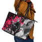 Hip Hop Graffiti Design Leather Tote Bag Sitting Hooded Figure and Red Black Street - African Pride
