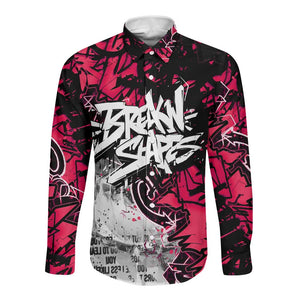 Hip Hop Graffiti Design Long Sleeve Button Shirt Sitting Hooded Figure and Red Black Street - African Pride