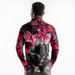 Hip Hop Graffiti Design Long Sleeve Polo Shirt Sitting Hooded Figure and Red Black Street - African Pride