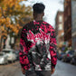 Hip Hop Graffiti Design Long Sleeve Shirt Sitting Hooded Figure and Red Black Street - African Pride
