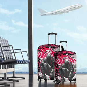 Hip Hop Graffiti Design Luggage Cover Sitting Hooded Figure and Red Black Street - African Pride