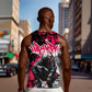 Hip Hop Graffiti Design Men Tank Top Sitting Hooded Figure and Red Black Street - African Pride