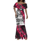 Hip Hop Graffiti Design Mermaid Dress Sitting Hooded Figure and Red Black Street - African Pride