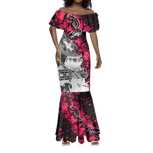 Hip Hop Graffiti Design Mermaid Dress Sitting Hooded Figure and Red Black Street - African Pride