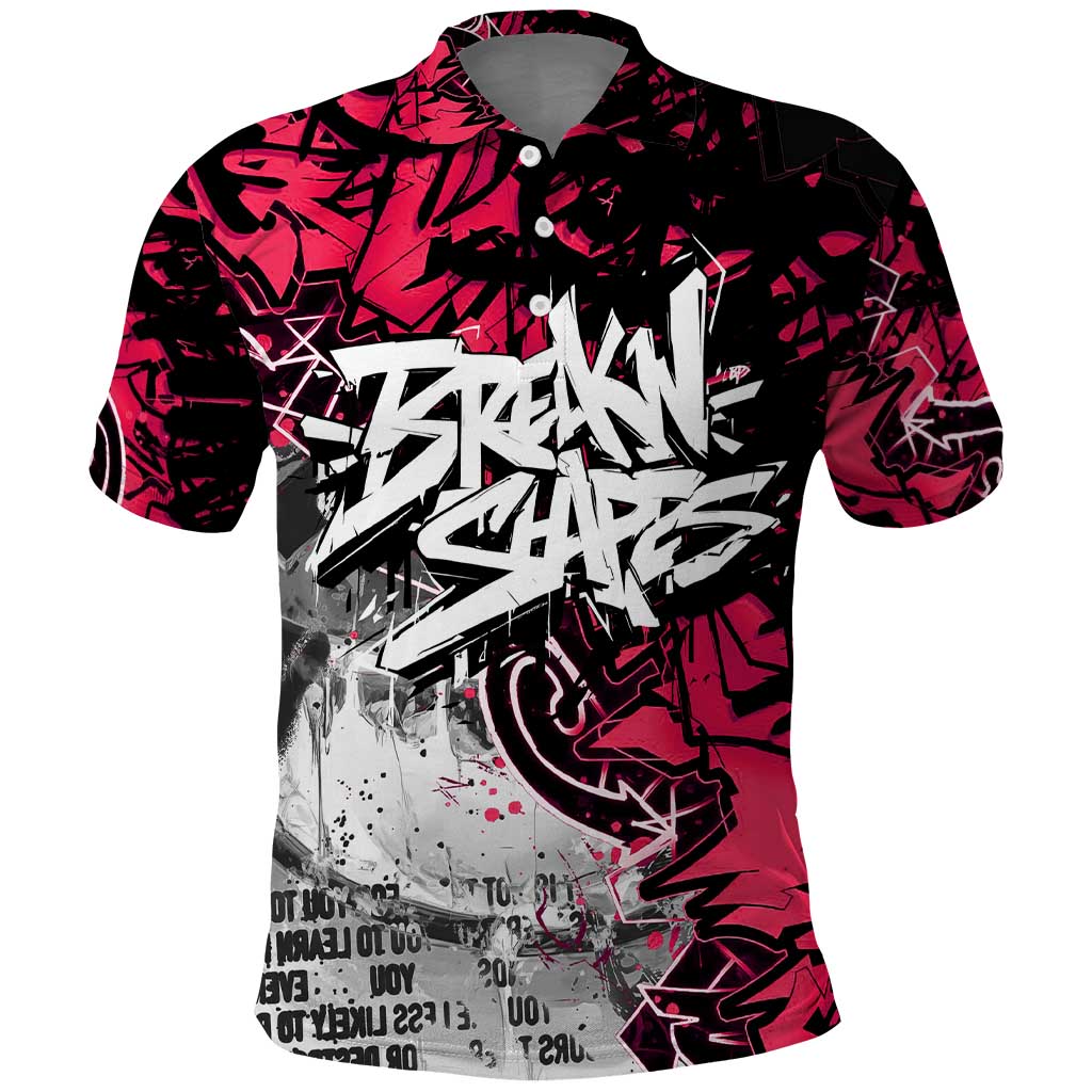 Hip Hop Graffiti Design Polo Shirt Sitting Hooded Figure and Red Black Street - African Pride