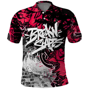 Hip Hop Graffiti Design Polo Shirt Sitting Hooded Figure and Red Black Street - African Pride