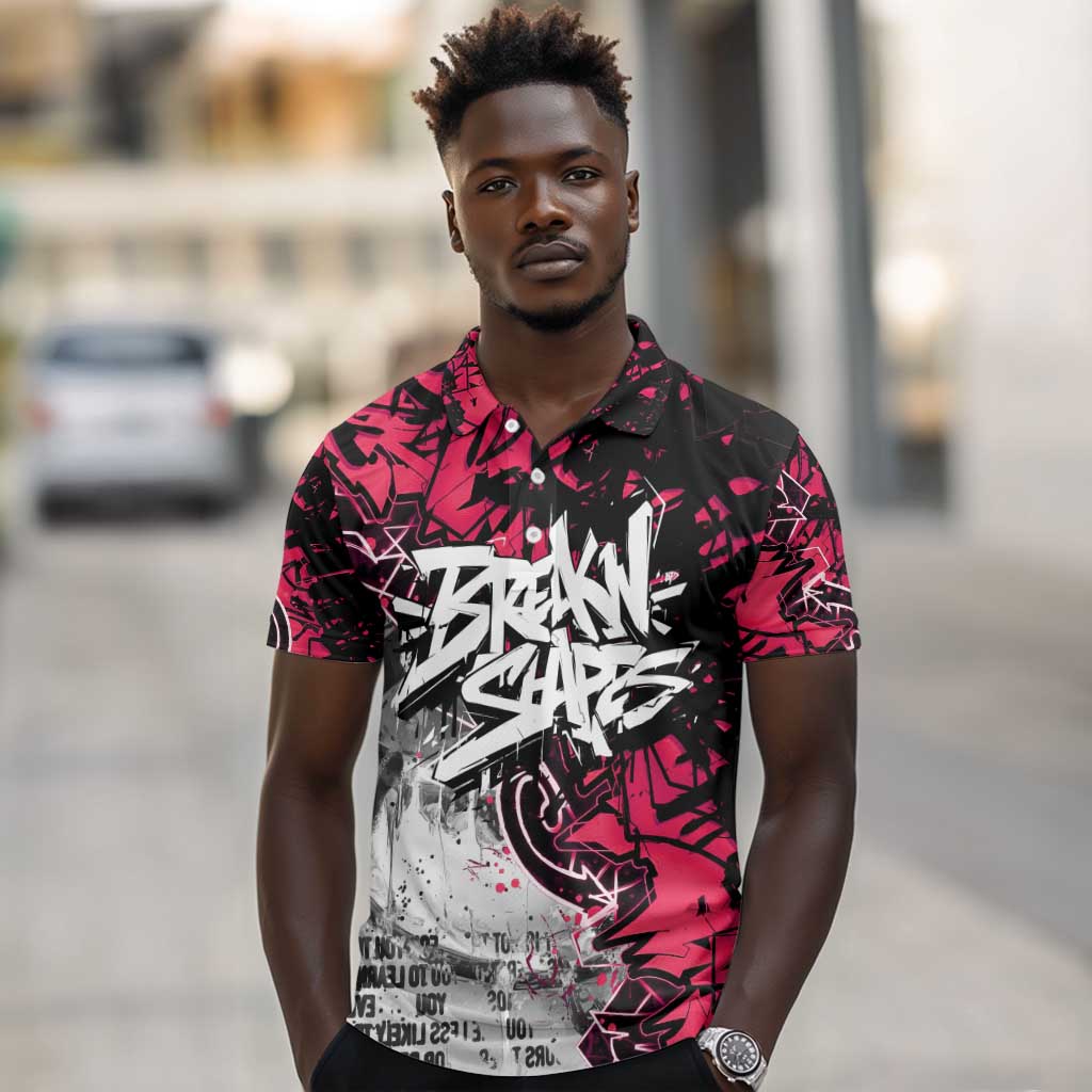 Hip Hop Graffiti Design Polo Shirt Sitting Hooded Figure and Red Black Street - African Pride