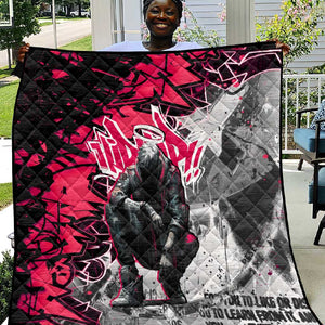 Hip Hop Graffiti Design Quilt Sitting Hooded Figure and Red Black Street - African Pride