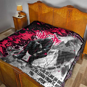 Hip Hop Graffiti Design Quilt Sitting Hooded Figure and Red Black Street - African Pride