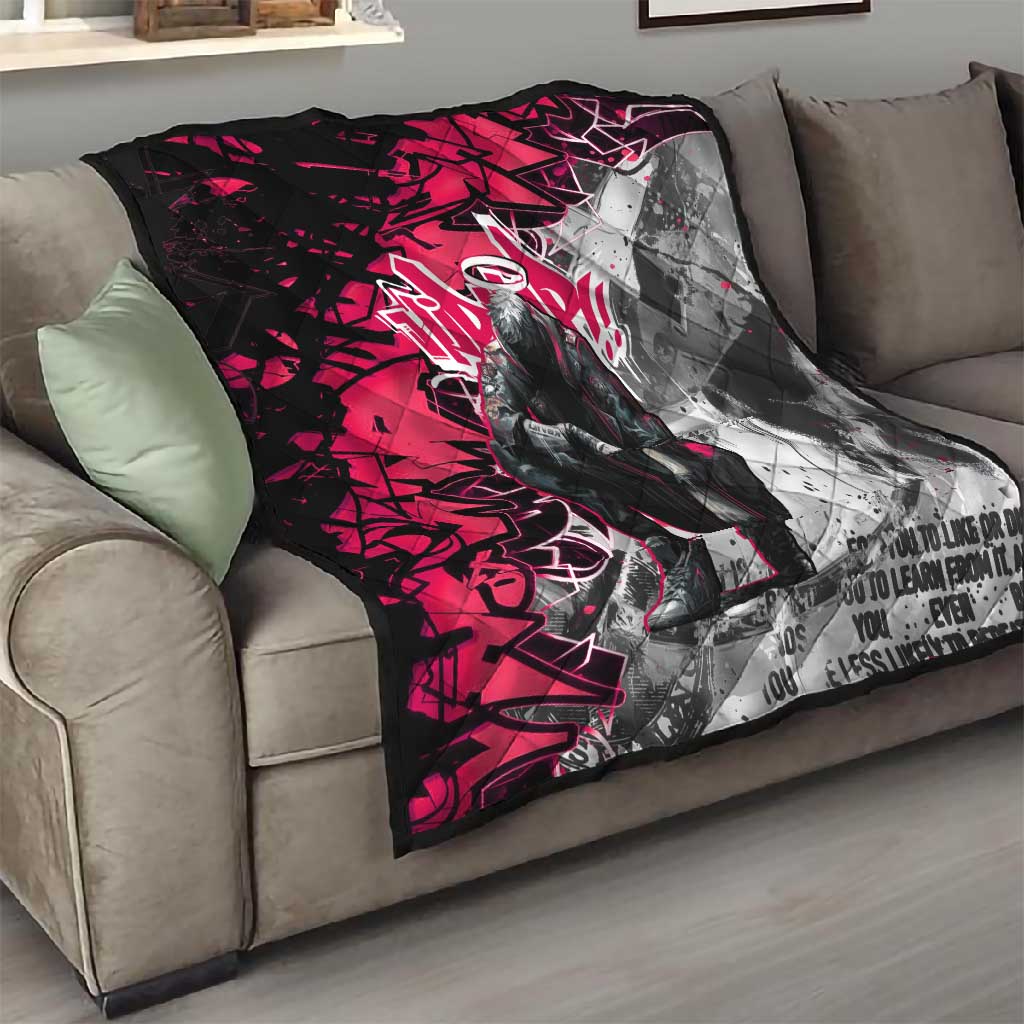 Hip Hop Graffiti Design Quilt Sitting Hooded Figure and Red Black Street - African Pride
