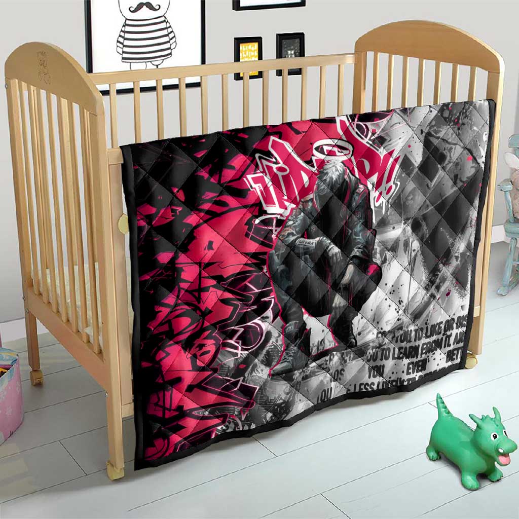 Hip Hop Graffiti Design Quilt Sitting Hooded Figure and Red Black Street - African Pride