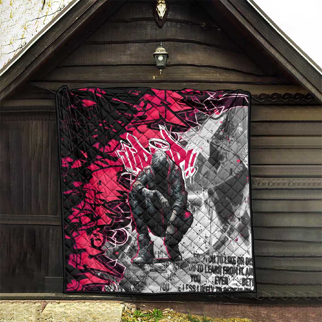 Hip Hop Graffiti Design Quilt Sitting Hooded Figure and Red Black Street - African Pride