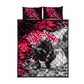 Hip Hop Graffiti Design Quilt Bed Set Sitting Hooded Figure and Red Black Street - African Pride