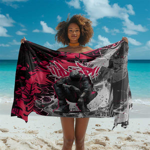 Hip Hop Graffiti Design Sarong Sitting Hooded Figure and Red Black Street - African Pride