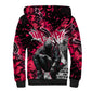 Hip Hop Graffiti Design Sherpa Hoodie Sitting Hooded Figure and Red Black Street - African Pride