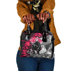 Hip Hop Graffiti Design Shoulder Handbag Sitting Hooded Figure and Red Black Street - African Pride