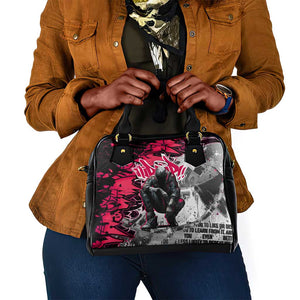 Hip Hop Graffiti Design Shoulder Handbag Sitting Hooded Figure and Red Black Street - African Pride