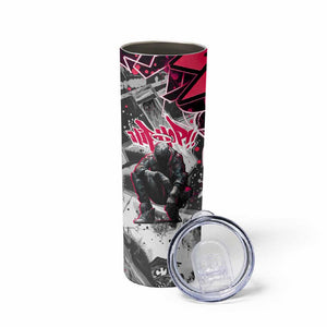 Hip Hop Graffiti Design Skinny Tumbler Sitting Hooded Figure and Red Black Street - African Pride