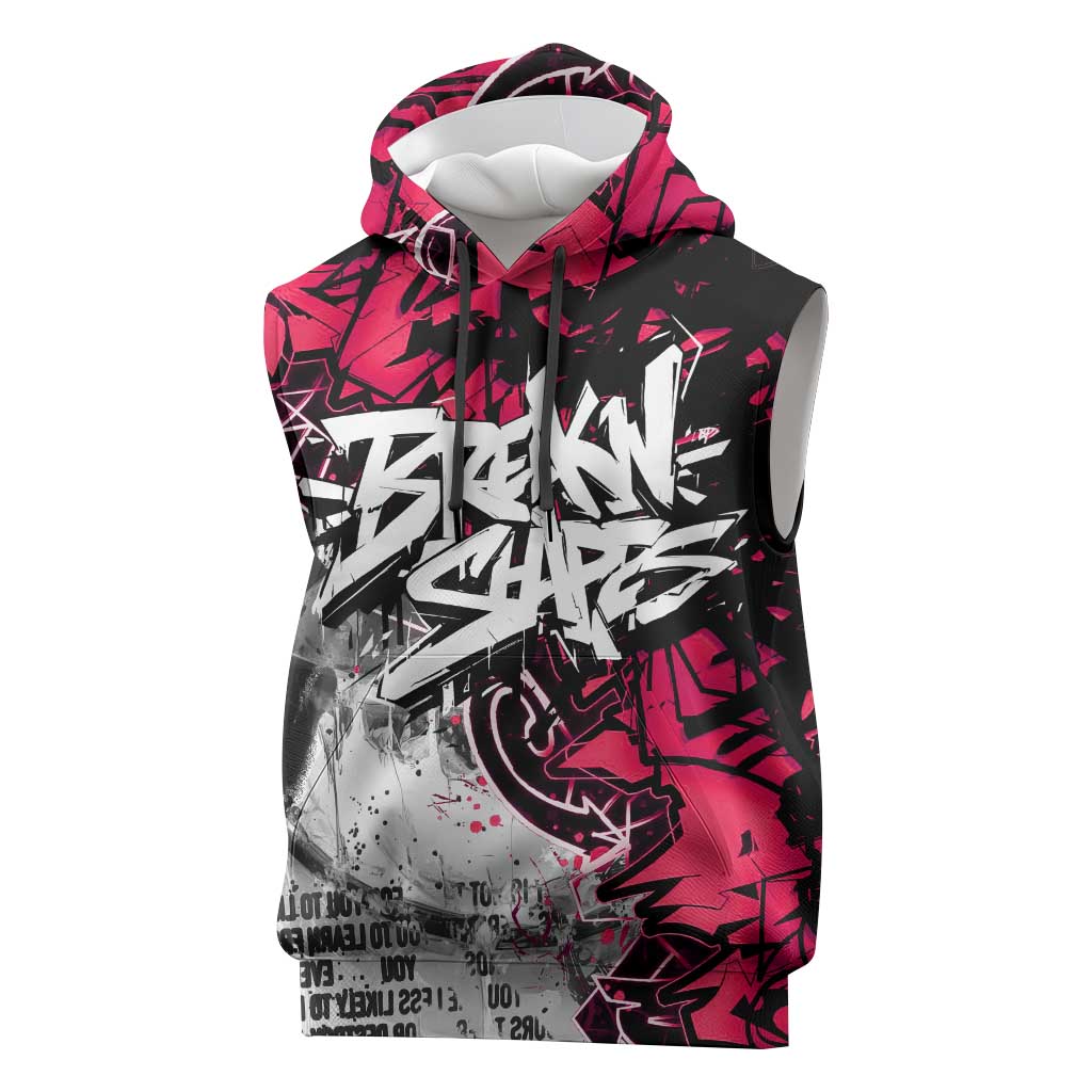 Hip Hop Graffiti Design Sleeveless Hoodie Sitting Hooded Figure and Red Black Street - African Pride