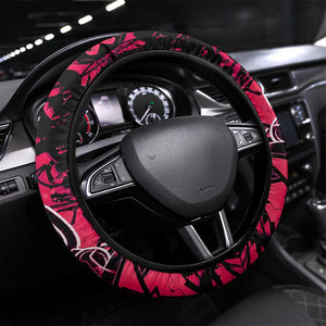 Hip Hop Graffiti Design Steering Wheel Cover Sitting Hooded Figure and Red Black Street - African Pride