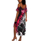 Hip Hop Graffiti Design Summer Maxi Dress Sitting Hooded Figure and Red Black Street - African Pride