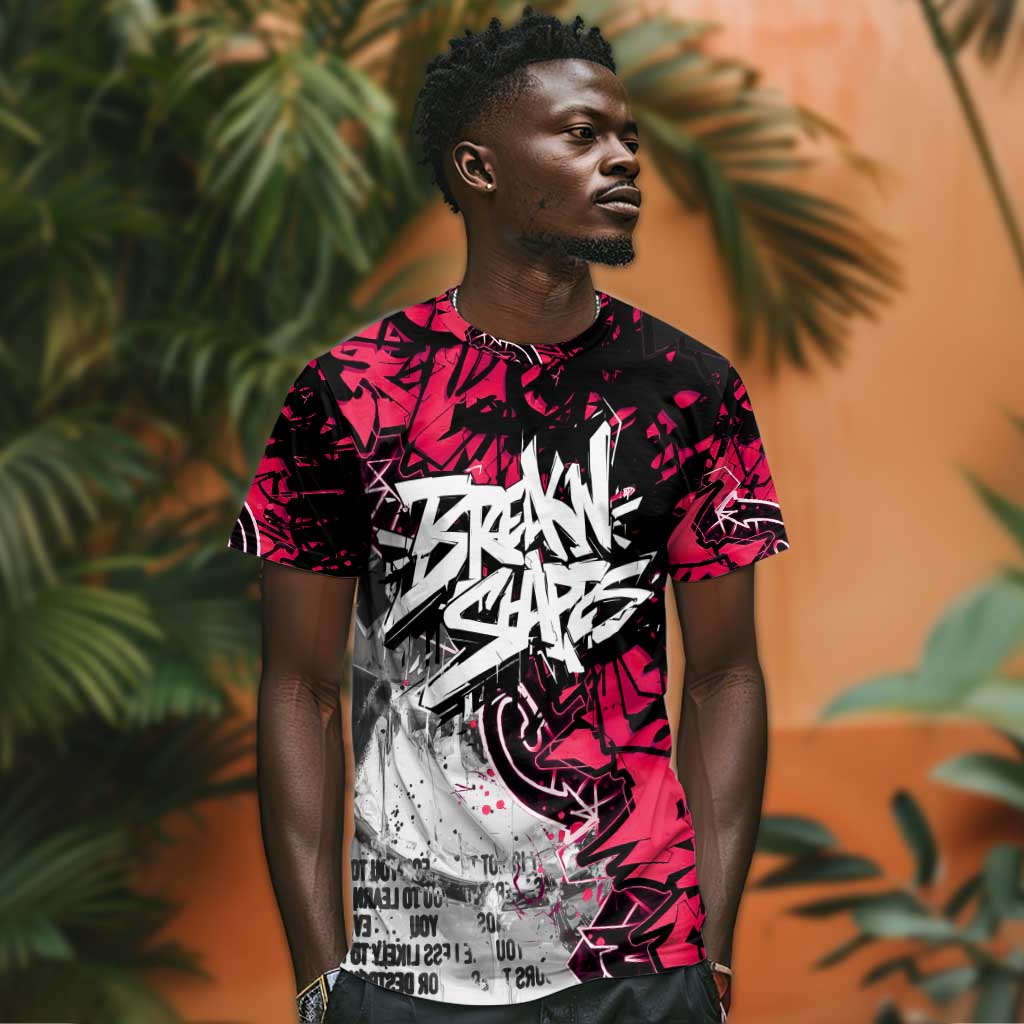 Hip Hop Graffiti Design T shirt Sitting Hooded Figure and Red Black Street - African Pride
