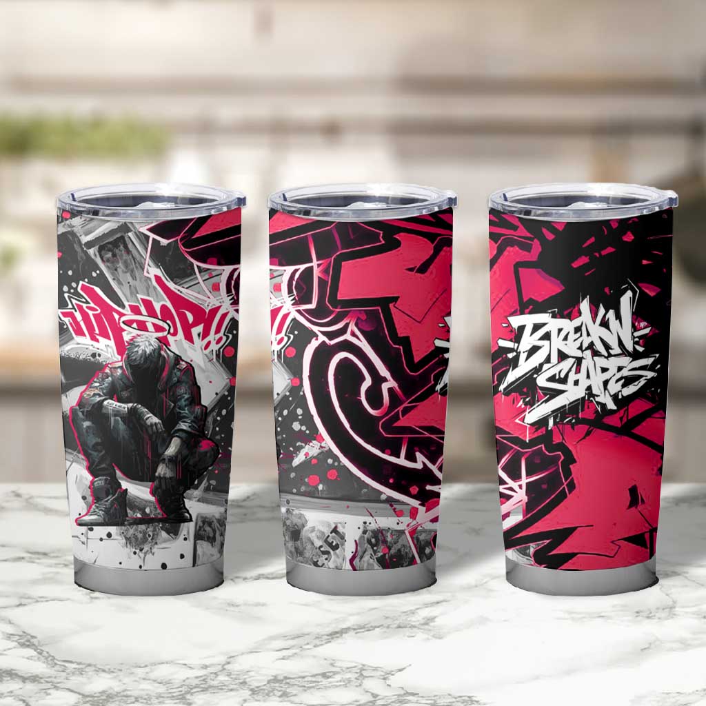 Hip Hop Graffiti Design Tumbler Cup Sitting Hooded Figure and Red Black Street - African Pride