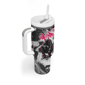 Hip Hop Graffiti Design Tumbler With Handle Sitting Hooded Figure and Red Black Street - African Pride