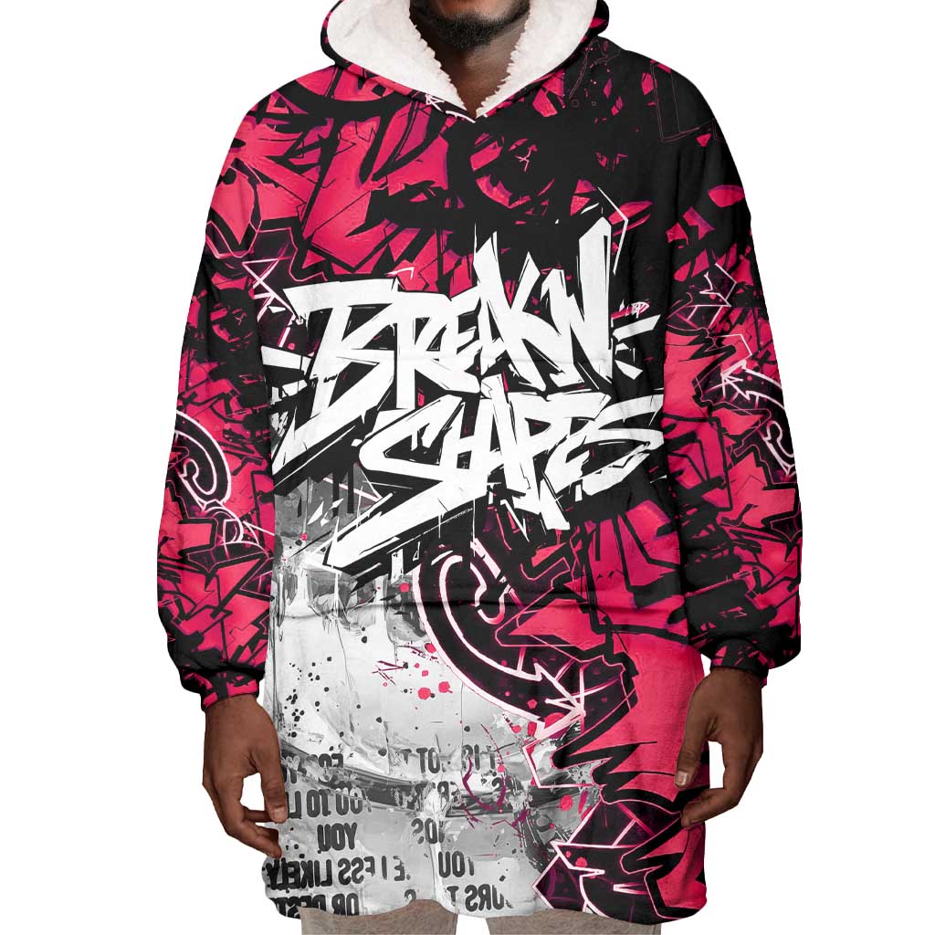 Hip Hop Graffiti Design Wearable Blanket Hoodie Sitting Hooded Figure and Red Black Street - African Pride