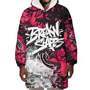 Hip Hop Graffiti Design Wearable Blanket Hoodie Sitting Hooded Figure and Red Black Street - African Pride