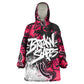 Hip Hop Graffiti Design Wearable Blanket Hoodie Sitting Hooded Figure and Red Black Street - African Pride