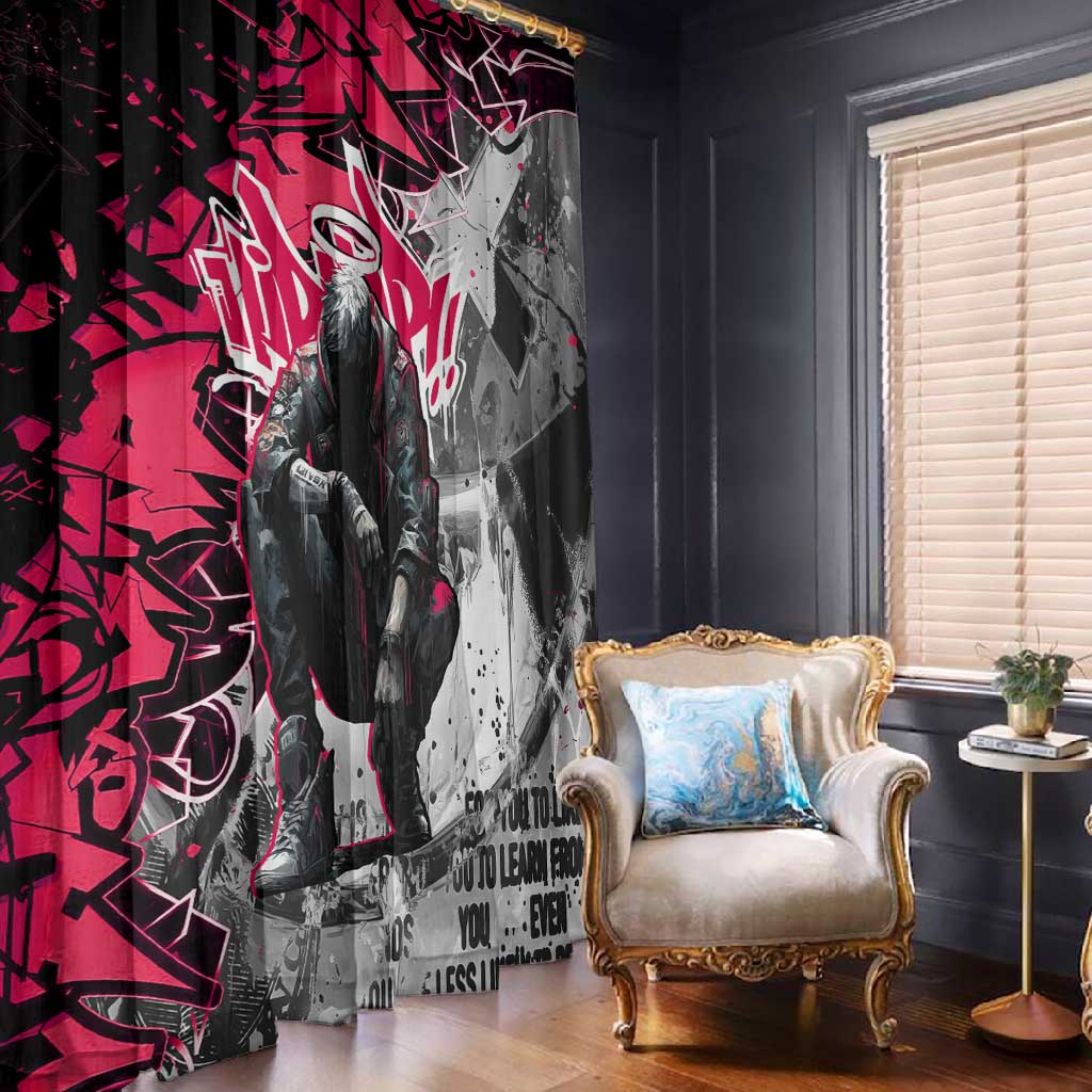 Hip Hop Graffiti Design Window Curtain Sitting Hooded Figure and Red Black Street - African Pride