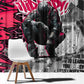 Hip Hop Graffiti Design Window Curtain Sitting Hooded Figure and Red Black Street - African Pride