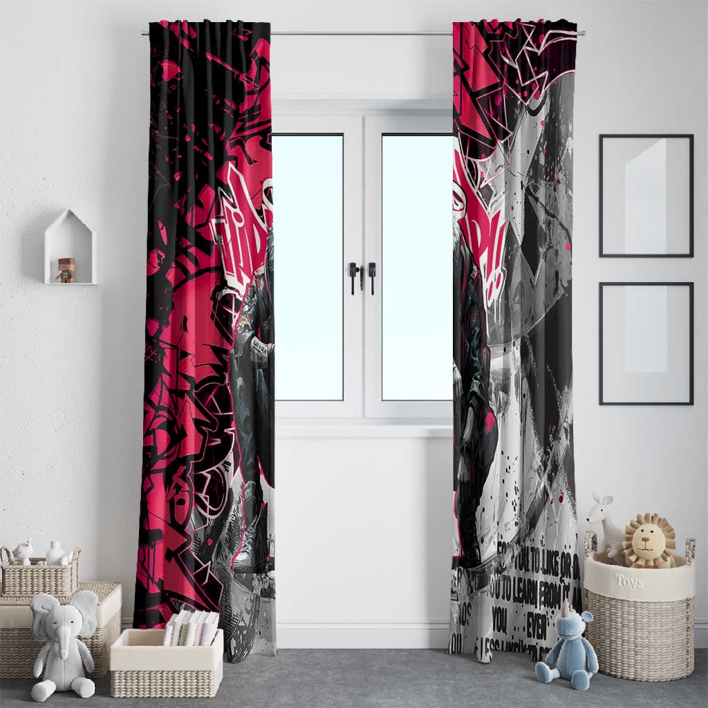 Hip Hop Graffiti Design Window Curtain Sitting Hooded Figure and Red Black Street - African Pride