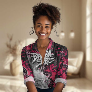 Hip Hop Graffiti Design Women Casual Shirt Sitting Hooded Figure and Red Black Street - African Pride